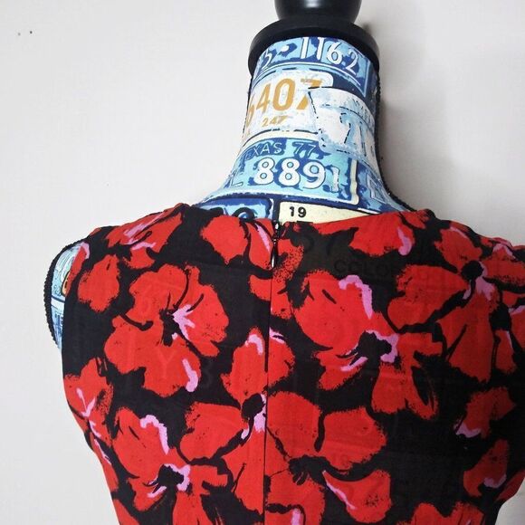 A.L.C. Nello Handkerchief Trapeze Silk Dress Floral Asymmetrical V-Neck SAMPLE - Picture 6 of 12